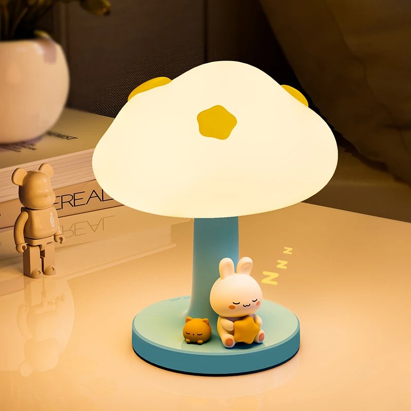 Table Lamp - Cloud-Shaped Silicone Shade with Decorative Figurines