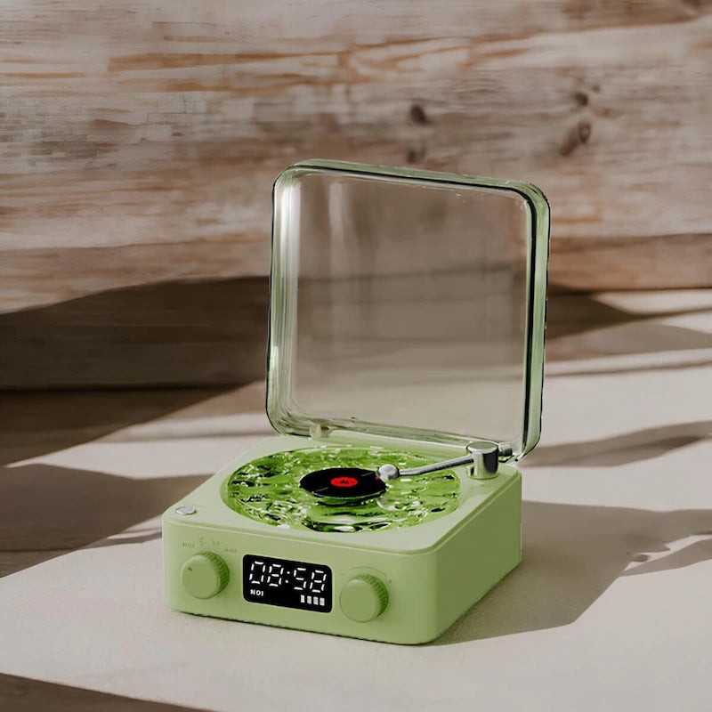 Table Lamp - Retro Vinyl Record Player with Clock and Speaker
