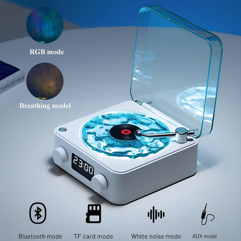 Table Lamp - Retro Vinyl Record Player with Clock and Speaker