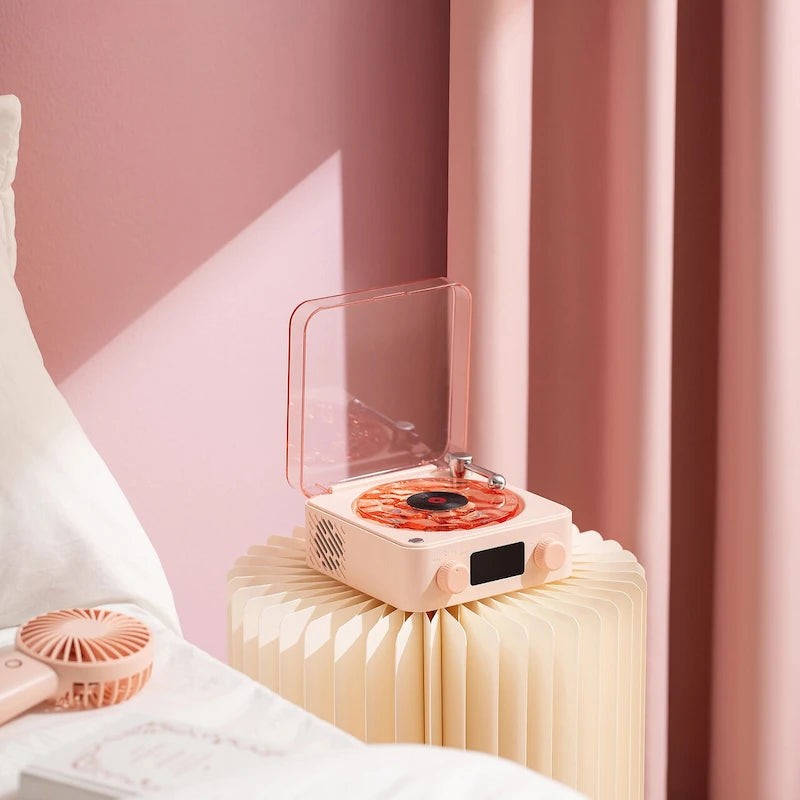 Table Lamp - Retro Vinyl Record Player with Clock and Speaker