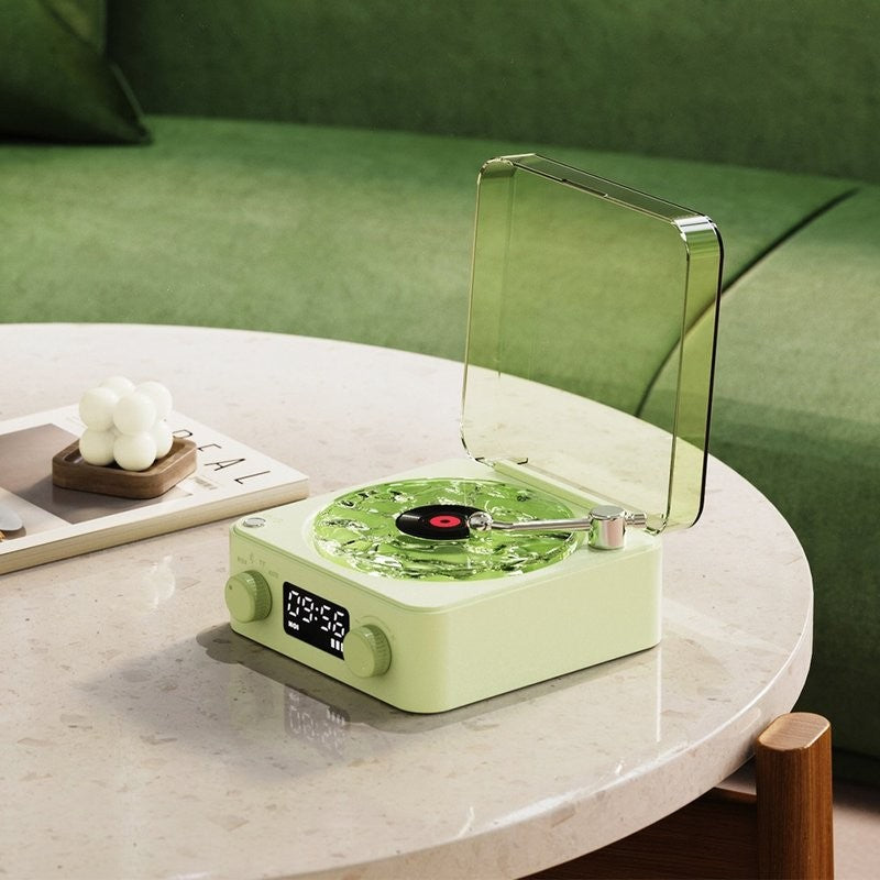 Table Lamp - Retro Vinyl Record Player with Clock and Speaker