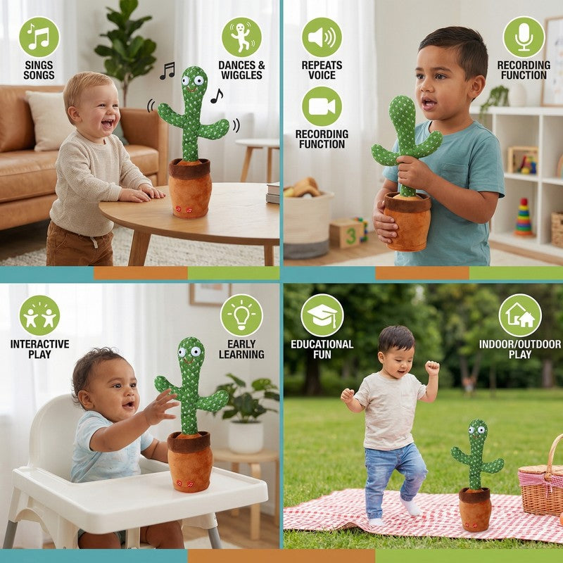 Talking Cactus Plush Toy - Rhythm Moving with Voice Repeat Function