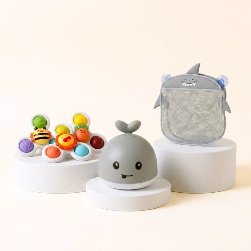 Toddler Bath Toy Bundle - Whale Sprayer and Fidget Spinner Set