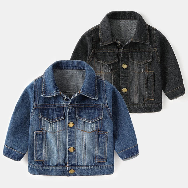 Toddler Boys Jacket - Turn-Down Collar with Distressed Detailing