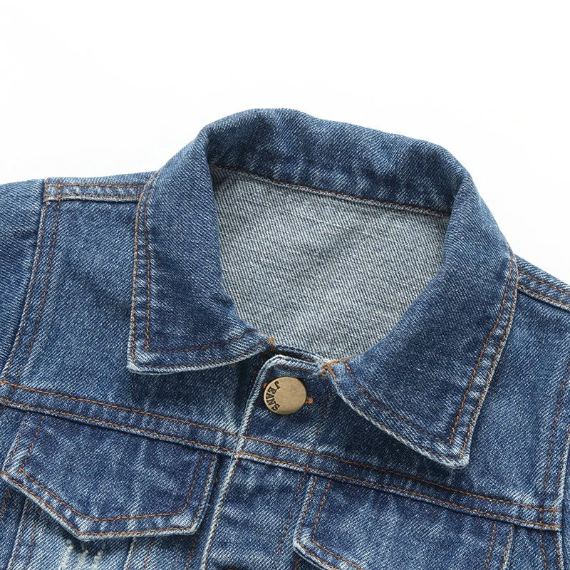Toddler Boys Jacket - Turn-Down Collar with Distressed Detailing