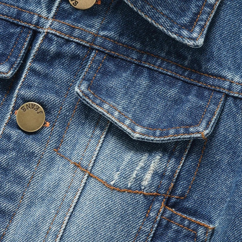 Toddler Boys Jacket - Turn-Down Collar with Distressed Detailing