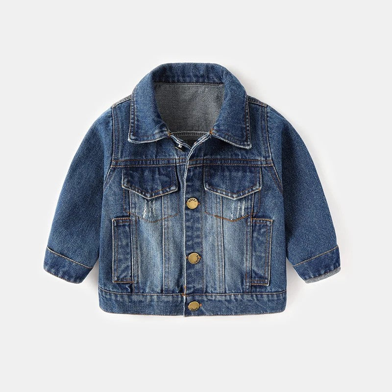 Toddler Boys Jacket - Turn-Down Collar with Distressed Detailing