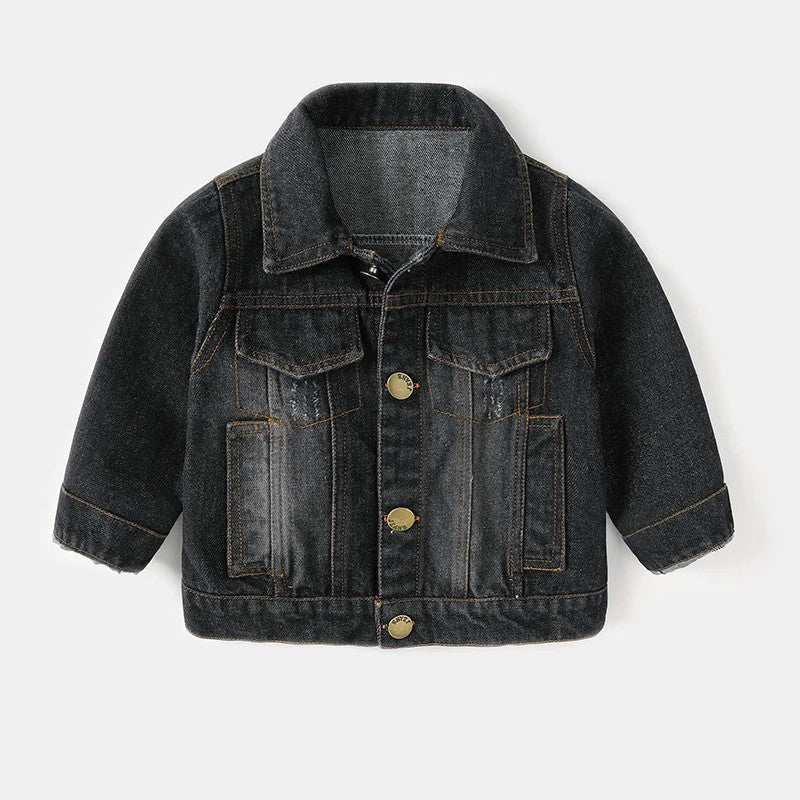 Toddler Boys Jacket - Turn-Down Collar with Distressed Detailing