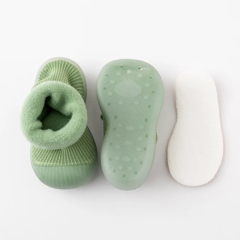 Toddler Sock Shoes - Slip-On Rubber Sole with Fold-Over Cuff