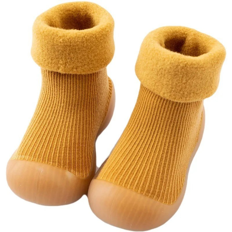 Toddler Sock Shoes - Slip-On Rubber Sole with Fold-Over Cuff