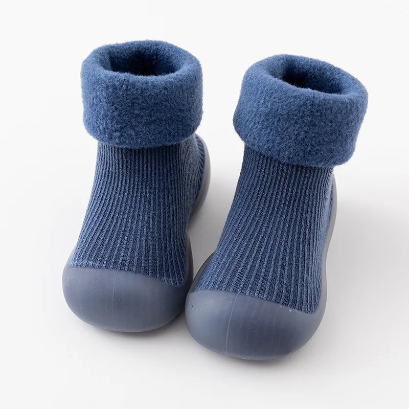Toddler Sock Shoes - Slip-On Rubber Sole with Fold-Over Cuff