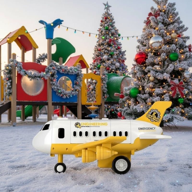 Toy Airplane with LED Lights and Inertia Wheel