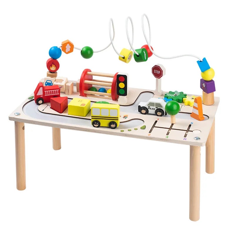 Toy Busy Table with Road Layout and Play Accessories