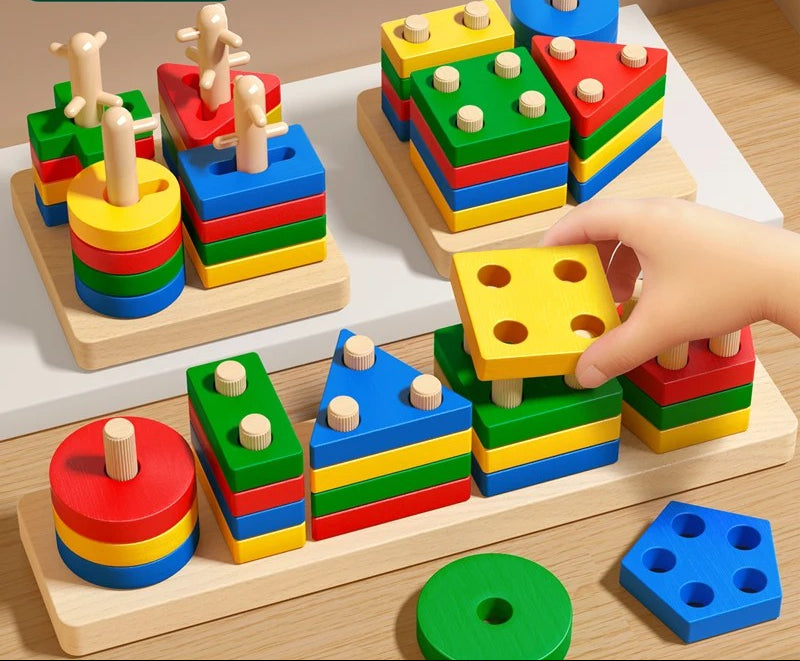 Toy - Geometric Shape Sorting and Stacking Board