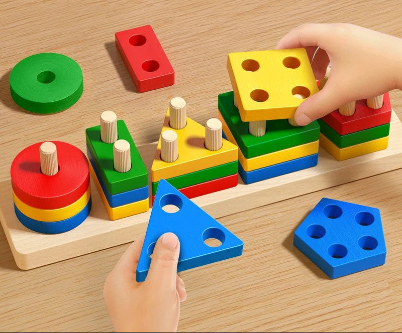 Toy - Geometric Shape Sorting and Stacking Board