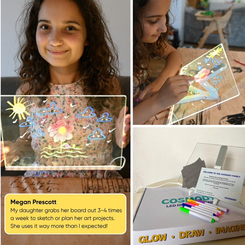 Toy LED Drawing Board - Transparent Surface with Stand