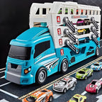 Toy Transport Truck Playset with Alloy Race Cars - Expandable Trailer