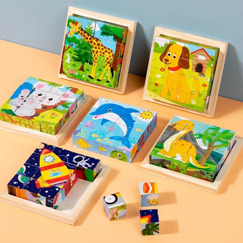 Toy - Wooden Six-Sided Cube Block Puzzle