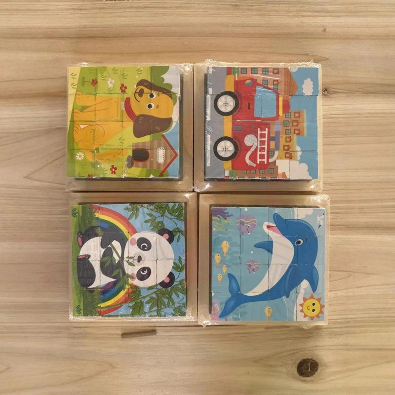 Toy - Wooden Six-Sided Cube Block Puzzle