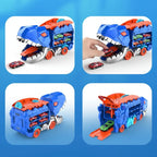 Transformable Dinosaur Car Transporter Toy with Track and Toy Cars