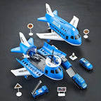 Transformable Toy Airplane and Vehicle Playset with Mini Accessories