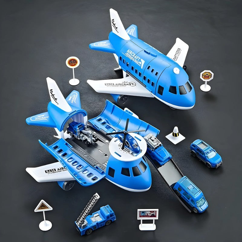 Transformable Toy Airplane and Vehicle Playset with Mini Accessories