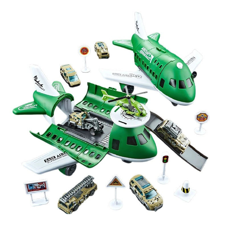 Transformable Toy Airplane and Vehicle Playset with Mini Accessories