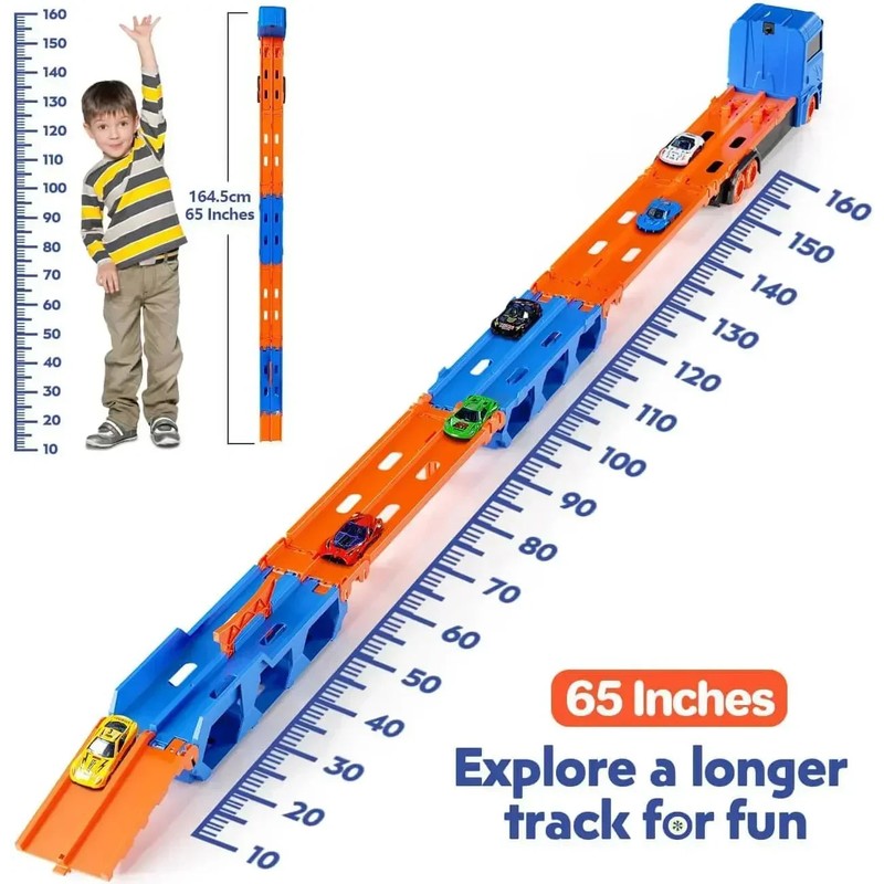 Transformable Toy Truck with Race Track and Storage Function