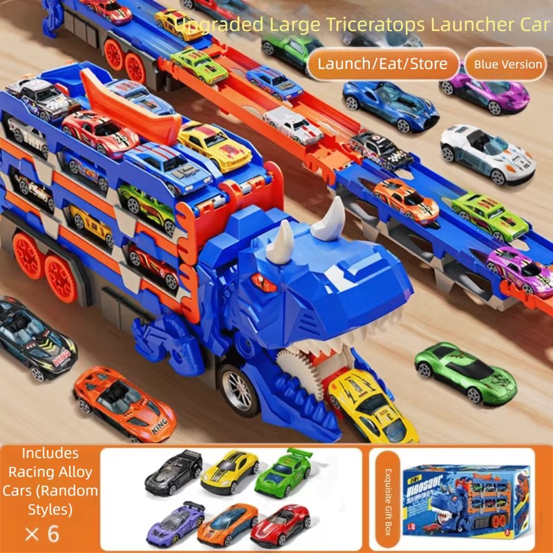 Transforming Dinosaur Car Launcher and Storage Play Set - Triceratops