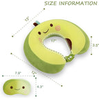 Travel Neck Pillow with Sleep Eye Mask - Green Avocado