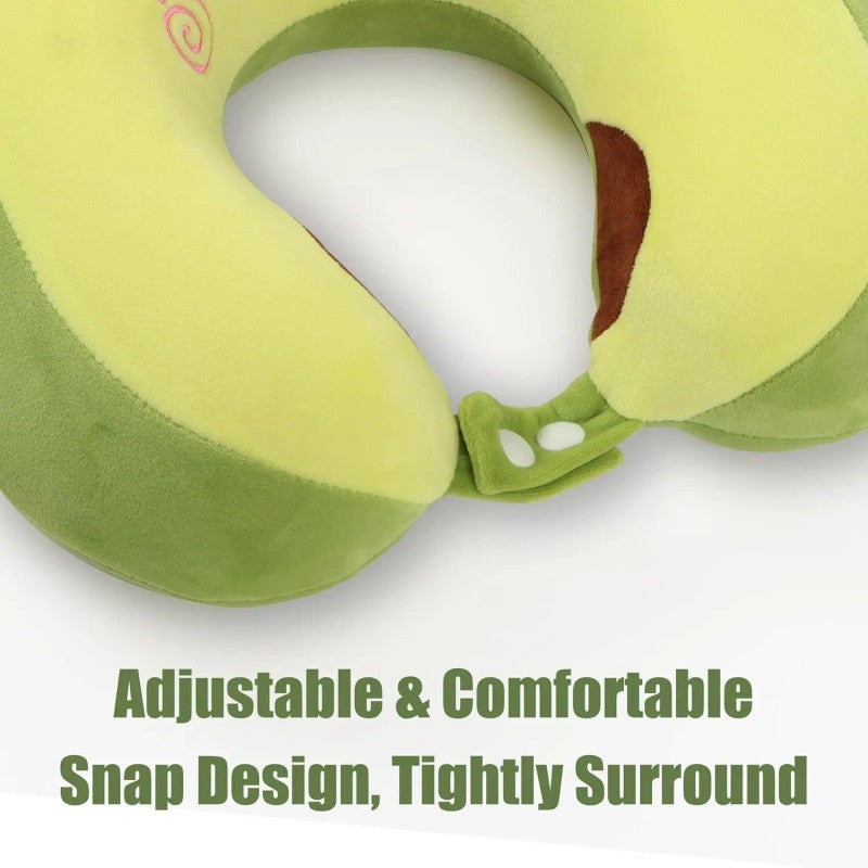 Travel Neck Pillow with Sleep Eye Mask - Green Avocado