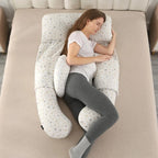 U-Shaped Pregnancy Pillow with Detachable Sections - White Geometric Print