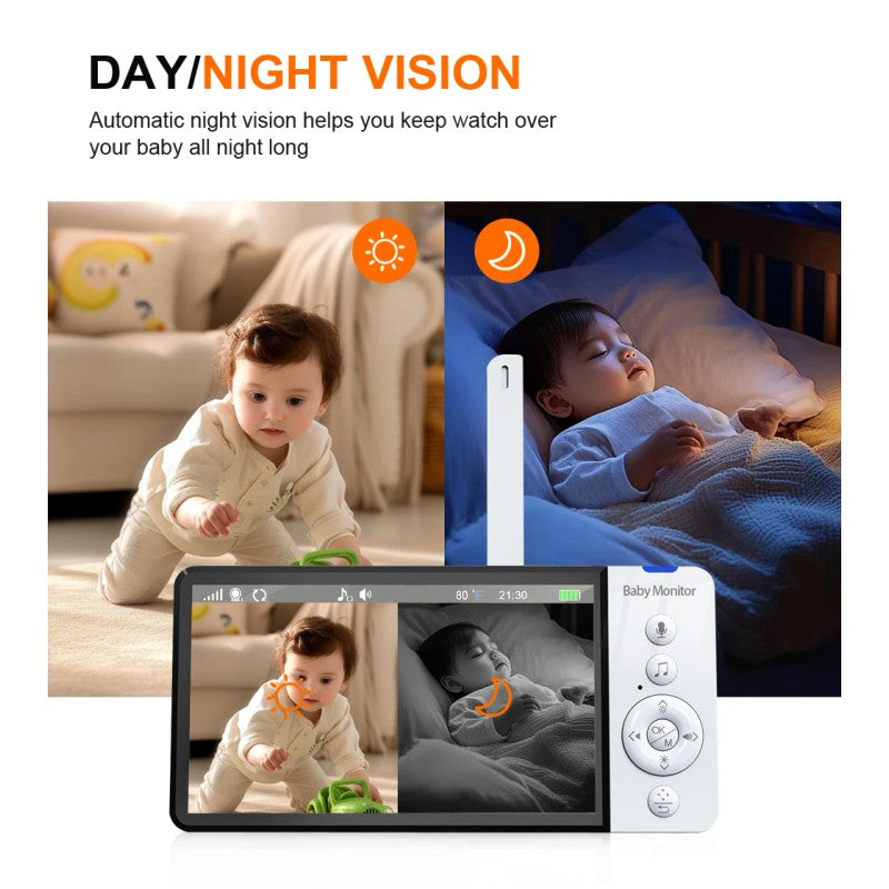 Video Baby Monitor with Camera and Parent Unit - 5-Inch Display