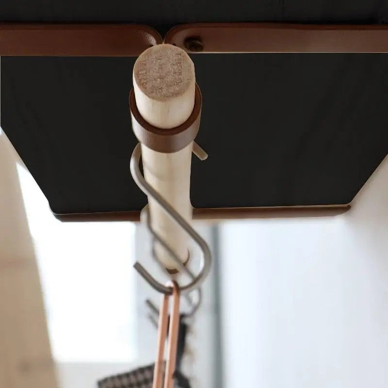 Wall-Mounted Floating Shelf with Straps and Hanging Rod