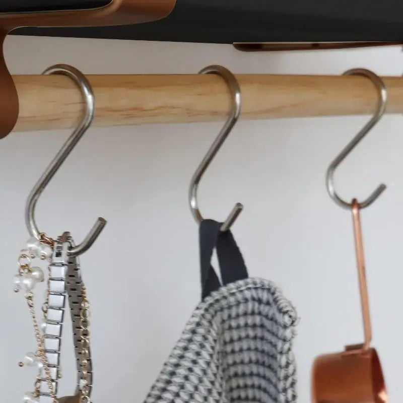 Wall-Mounted Floating Shelf with Straps and Hanging Rod