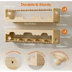 Wall Mounted Floating Shelves Set - Decorative Wooden Bead Rail