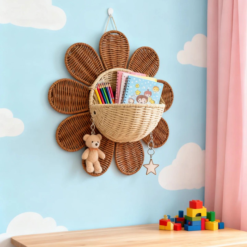 Wall-Mounted Storage Basket - Sunflower Woven