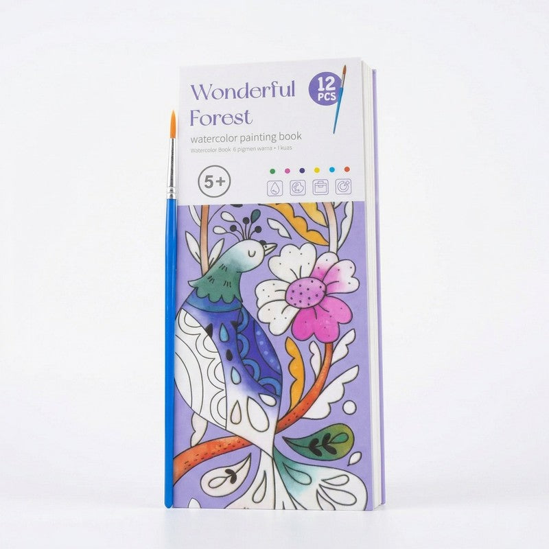 Watercolour Painting Book with Integrated Palette - Multiple Themes