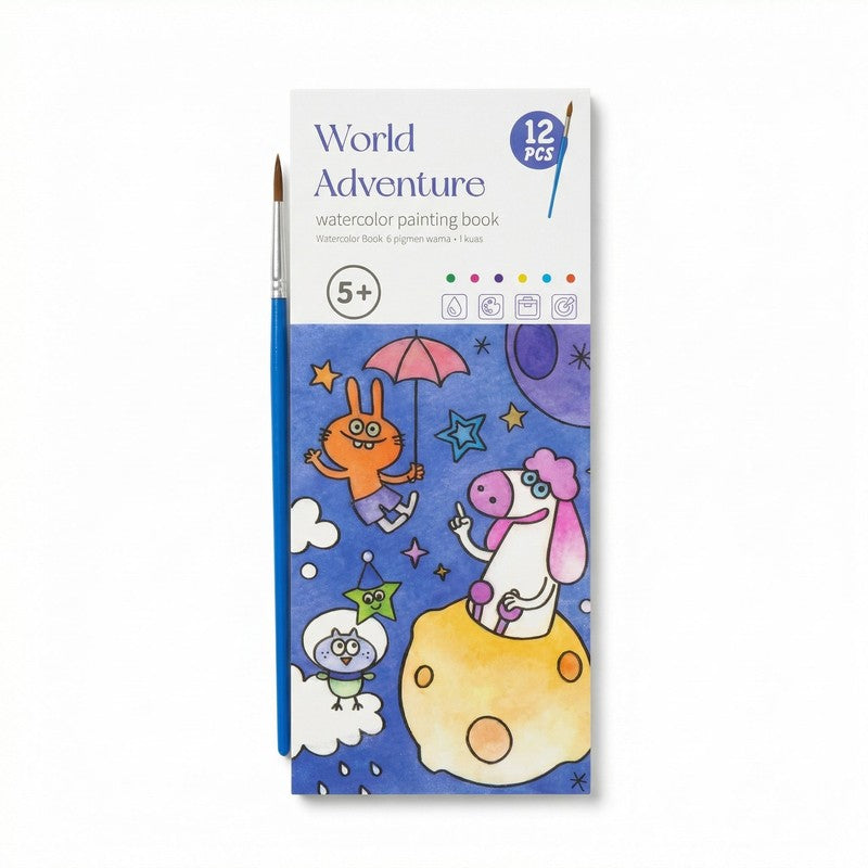 Watercolour Painting Book with Integrated Palette - Multiple Themes
