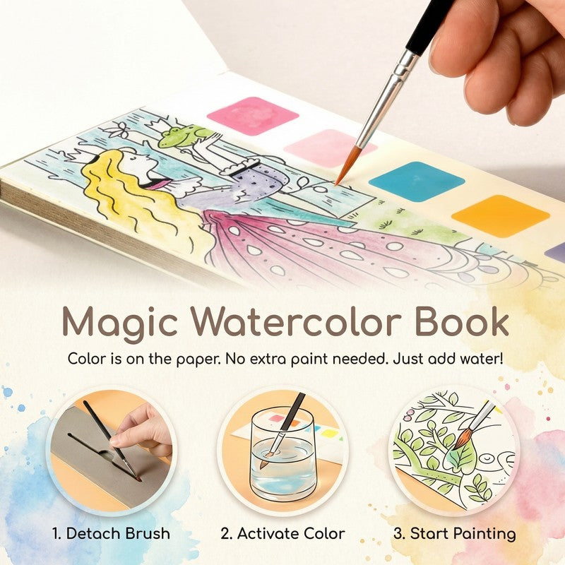 Watercolour Painting Book with Integrated Palette - Multiple Themes