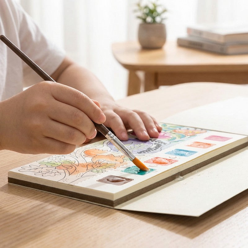 Watercolour Painting Book with Integrated Palette - Multiple Themes