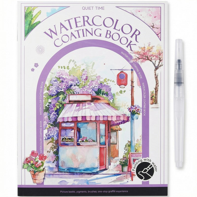 Watercolour Painting Kit - All-in-One Book with Pre-Sketched Pages