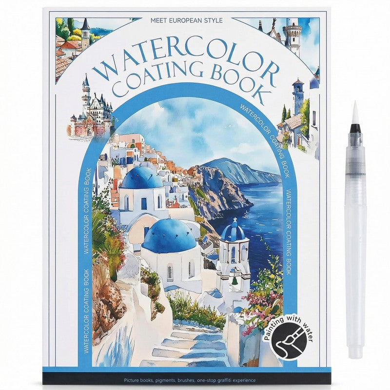 Watercolour Painting Kit - All-in-One Book with Pre-Sketched Pages