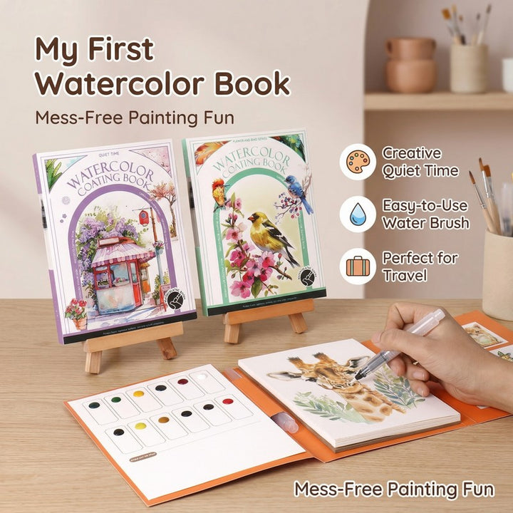 Watercolour Painting Kit - All-in-One Book with Pre-Sketched Pages