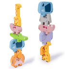 Wooden Animal Stacking Blocks - Balancing Blocks with Picture Cards