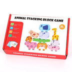 Wooden Animal Stacking Blocks - Balancing Blocks with Picture Cards