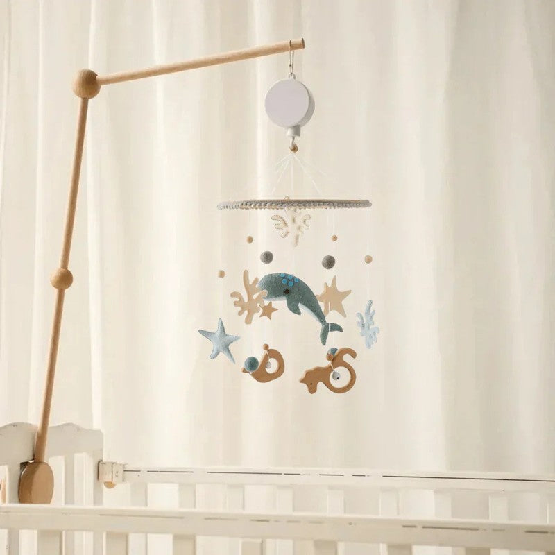 Wooden Baby Mobile - Ocean Theme with Felt Figures