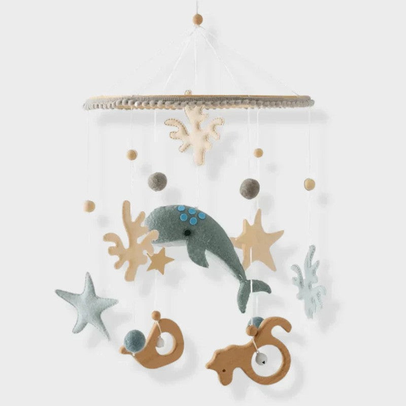 Wooden Baby Mobile - Ocean Theme with Felt Figures