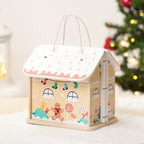Wooden Christmas-Themed Foldable Dollhouse with Figurines