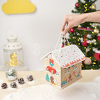 Wooden Christmas-Themed Foldable Dollhouse with Figurines